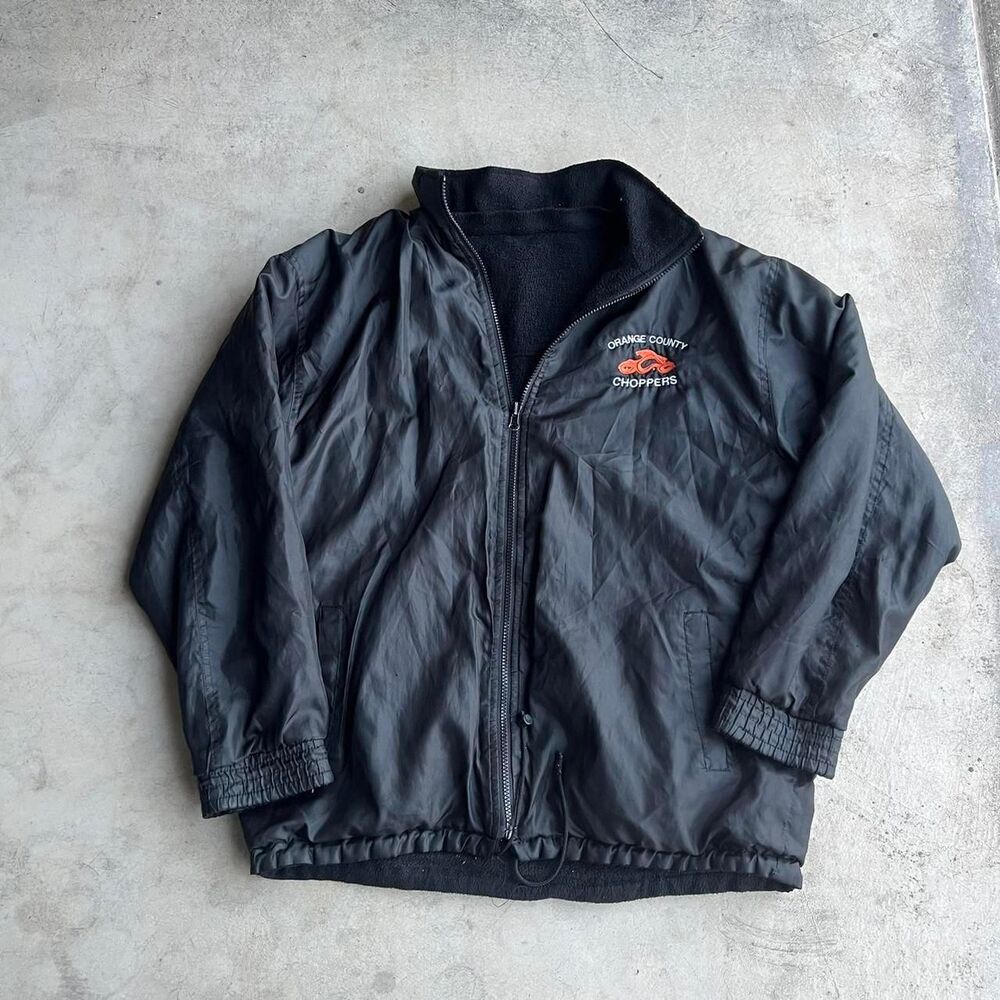 Orange Coast County choppers y2k moto zip up jacket rare mens size L